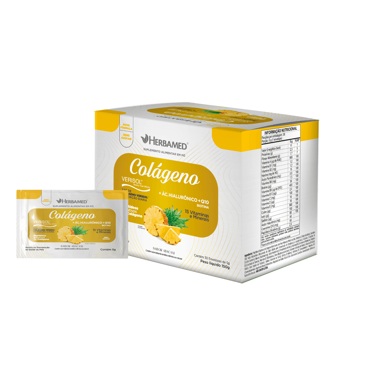 Suplemento Alimentar em Pó Colágeno Verisol sabor Abacaxi 30 Envelopes de 5g - Imagem 1