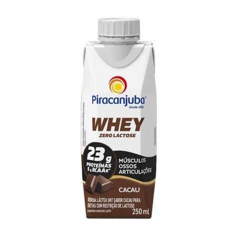 Bebida Láctea Piracanjuba Whey Zero Lactose Sabor Cacau 250ml - Imagem 1