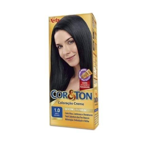 Tintura Cor&ton Niely Coloração Creme 1.0 Preto Azulado 135g - Imagem 1