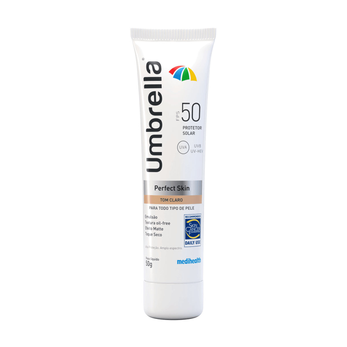 Protetor Solar Facial Umbrella Perfect Skin FPS50 Emulsão Cor Claro 50g