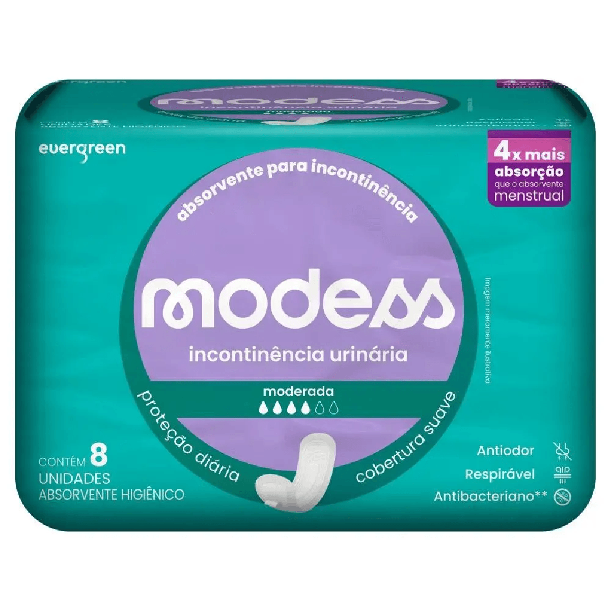 Absorvente Modess Incontinência Moderada 8un - Imagem 1