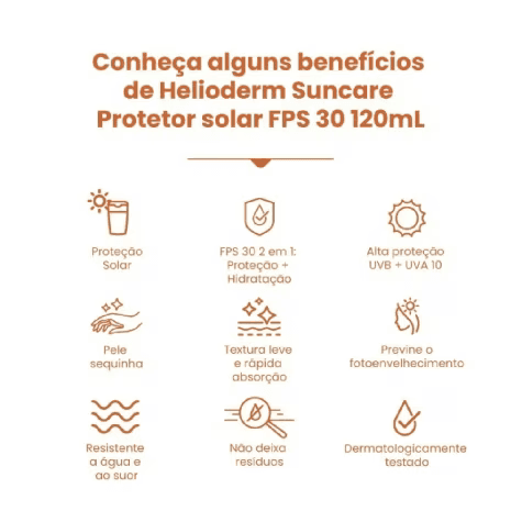 Protetor Solar Corporal Helioderm Suncare FPS30 com 120ml - Imagem 1