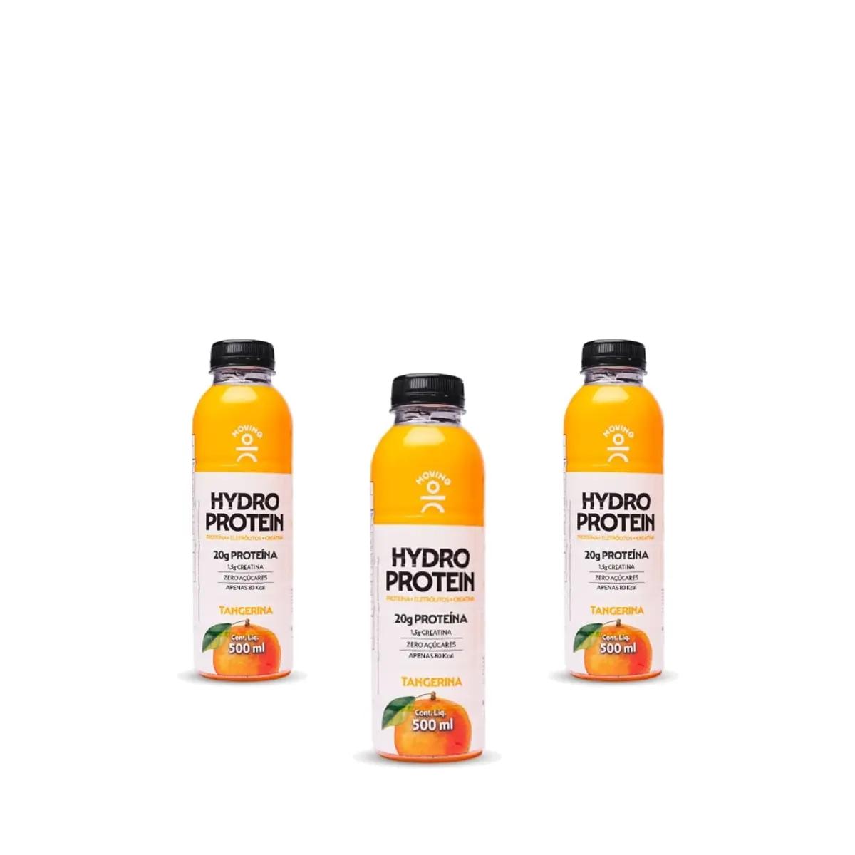 3 Unidades Bebida Proteica Moving Hydro Protein 20g Sabor Tangerina 500ml - Imagem 1