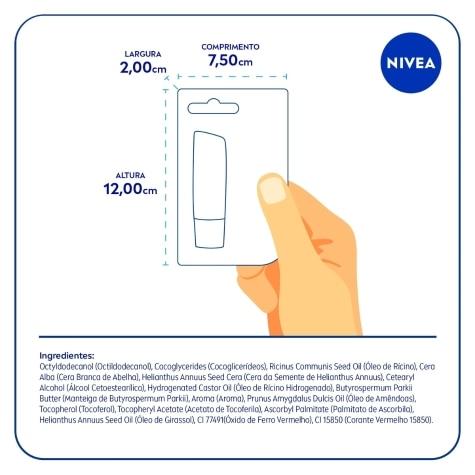 Hidratante Labial Nivea Hidra Color 2 em 1 Vermelho 4,8g - Imagem 7
