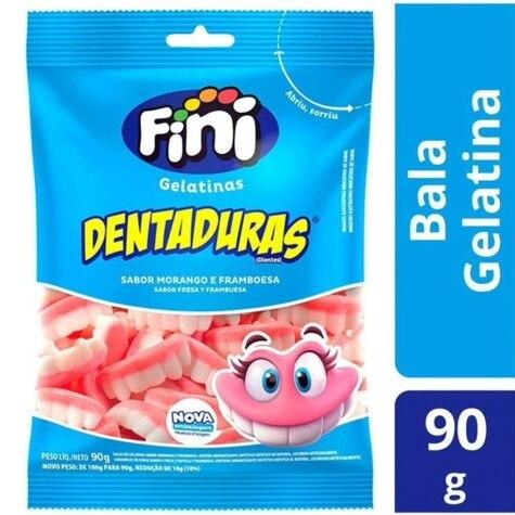 Bala de Gelatina Fini Dentaduras Sabor Morango e Framboesa 90g - Imagem 2