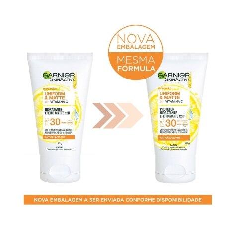 Protetor Facial Hidratante Garnier SkinActive Uniform & Matte Vitamina C FPS30 40g - Imagem 2