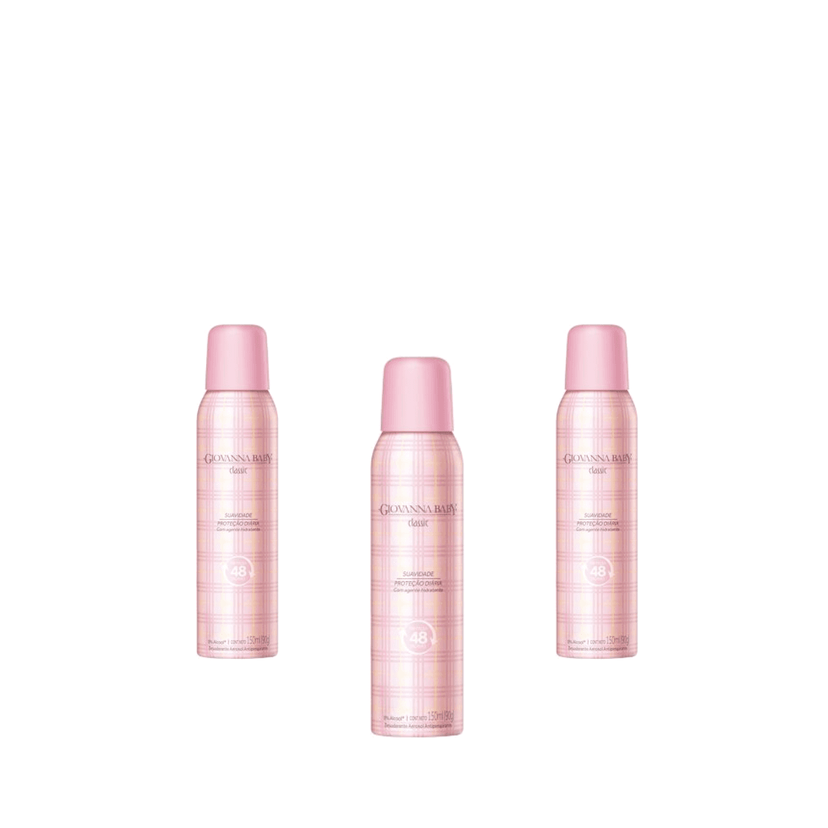 Kit 3 Unidades Desodorante Aerosol Giovanna Baby Classic 150ml - Imagem 1