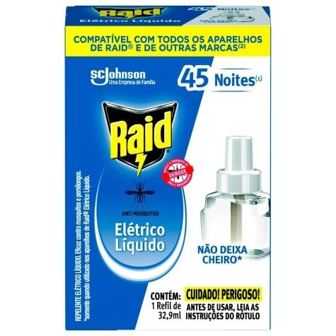 Repelente Elétrico Líquido Raid 45 Noites Refil 32,9ml - Imagem 1