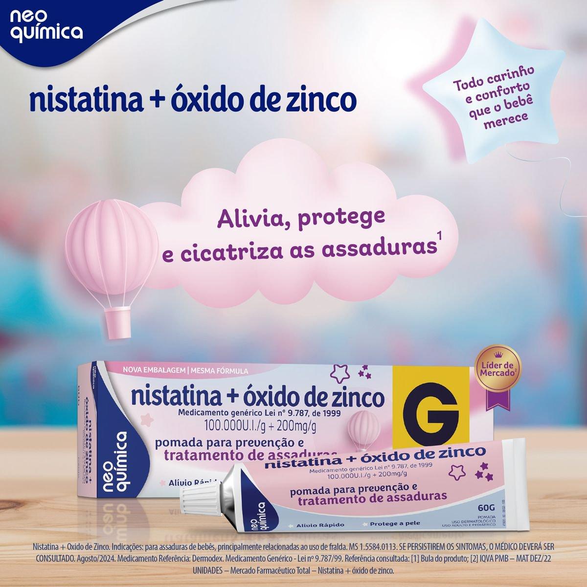 Nistatina + Óxido de Zinco Pomada 100.000UI + 200mg 60g Neo Química Genérico - Imagem 2