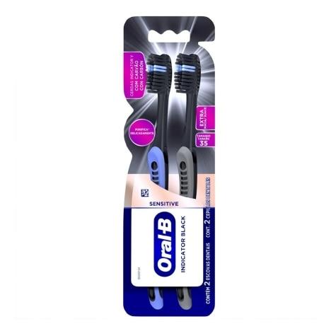 Escova Dental Oral-B Indicator Black Sensitive Carvão 2 Unidades - Imagem 1