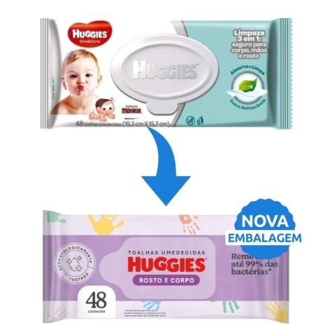 Toalhas Umedecidas Huggies Rosto e Corpo 48 Unidades - Imagem 2