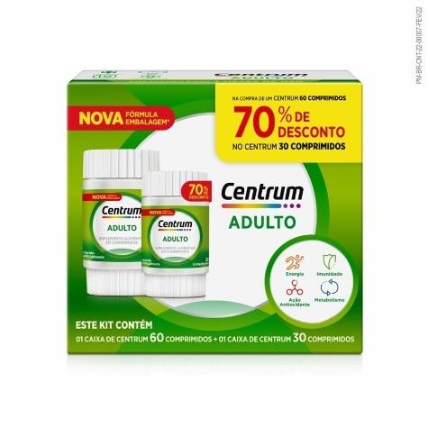 Kit Centrum Adulto 60 Comprimidos + 30 Comprimidos 70% de Desconto - Imagem 1