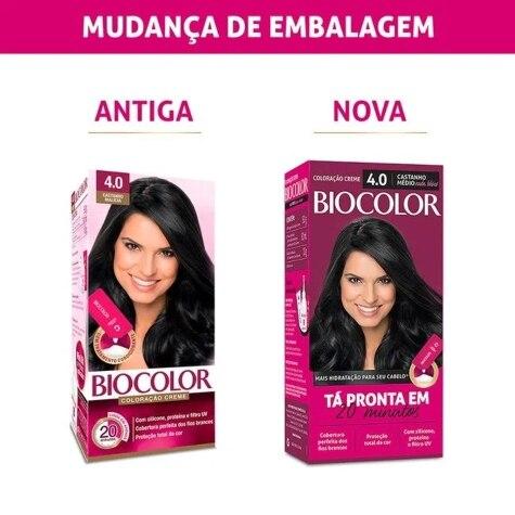 Tintura Biocolor Creme 4.0 Castanho Médio Nada Básico 110g - Imagem 2