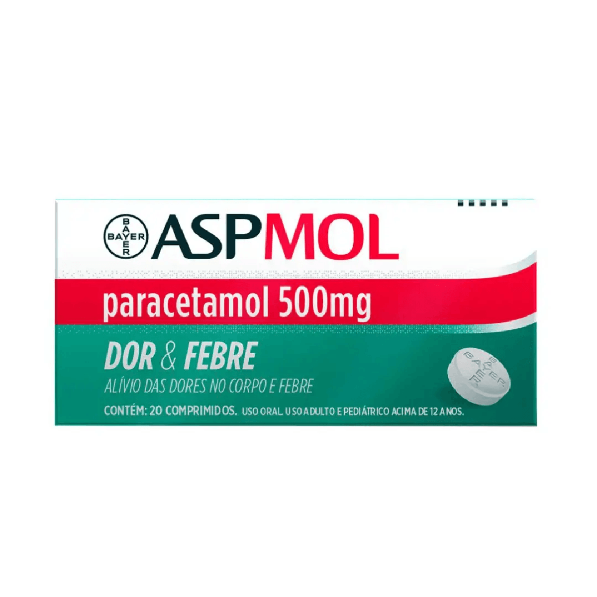 Aspmol 500mg 20 Comprimidos - Imagem 1