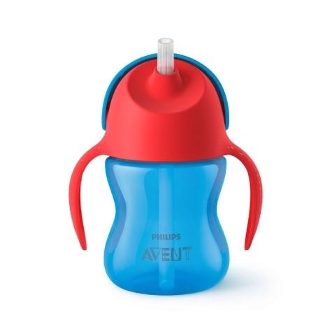 Copo com Canudo Avent Dinossauro Azul e Vermelho 200ml - Imagem 1