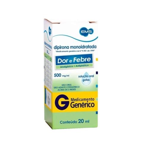 Dipirona Monoidratada Gotas 500mg 20ml EMS Genérico - Imagem 1