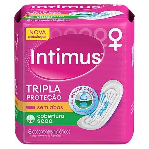 Absorvente Cobertura Seca sem Abas Intimus Tripla Proteção 8 Unidades - Imagem 1