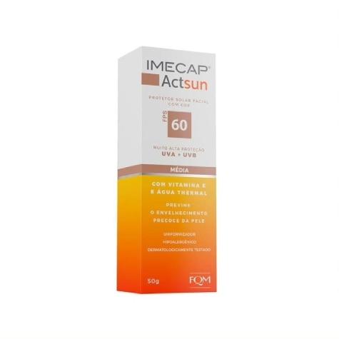 Protetor Solar Facial Imecap Actsun FPS60 Cor Média 50g - Imagem 1