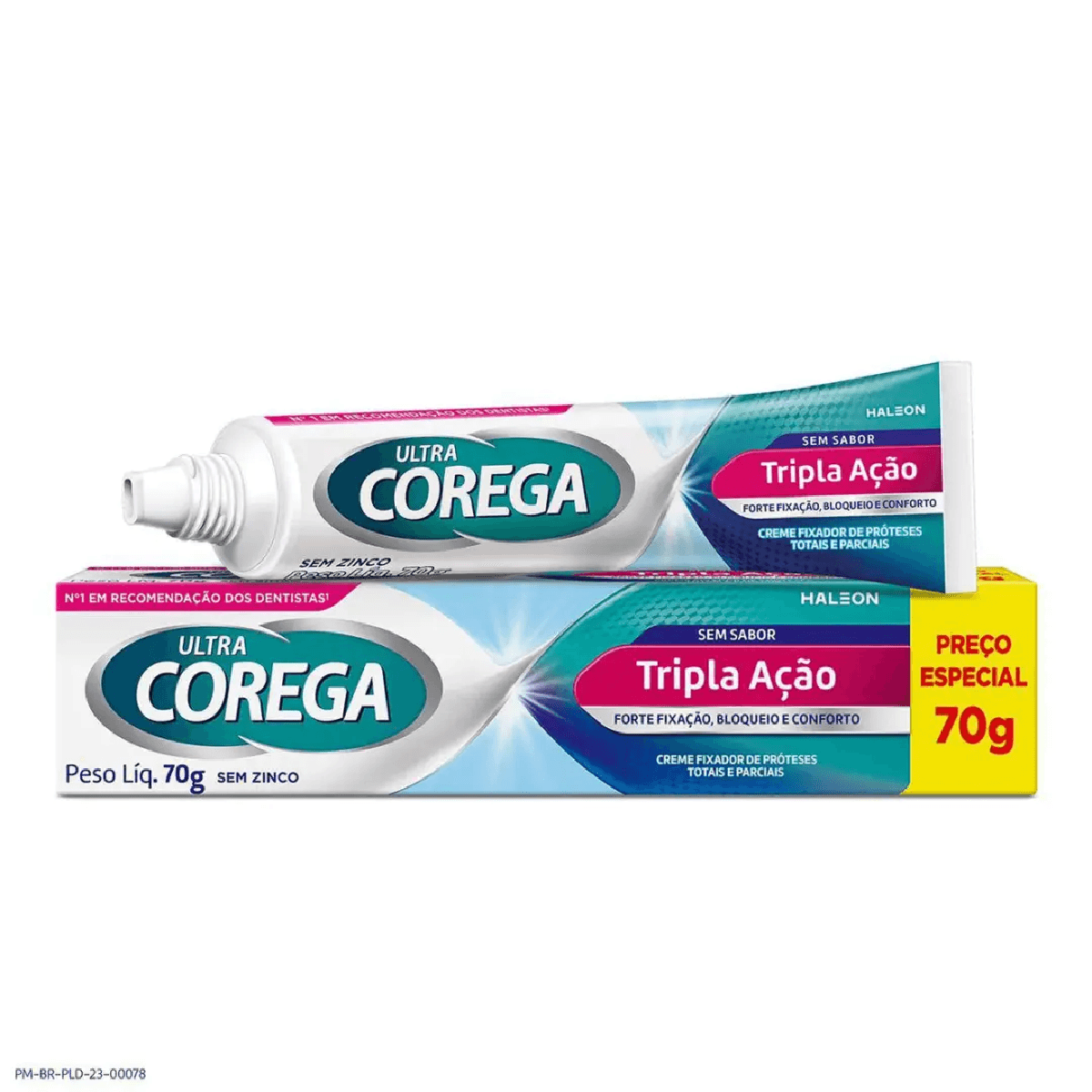 Creme Fixador de Dentadura Ultra Corega Tripla Ação Sem Sabor 70g - Imagem 1