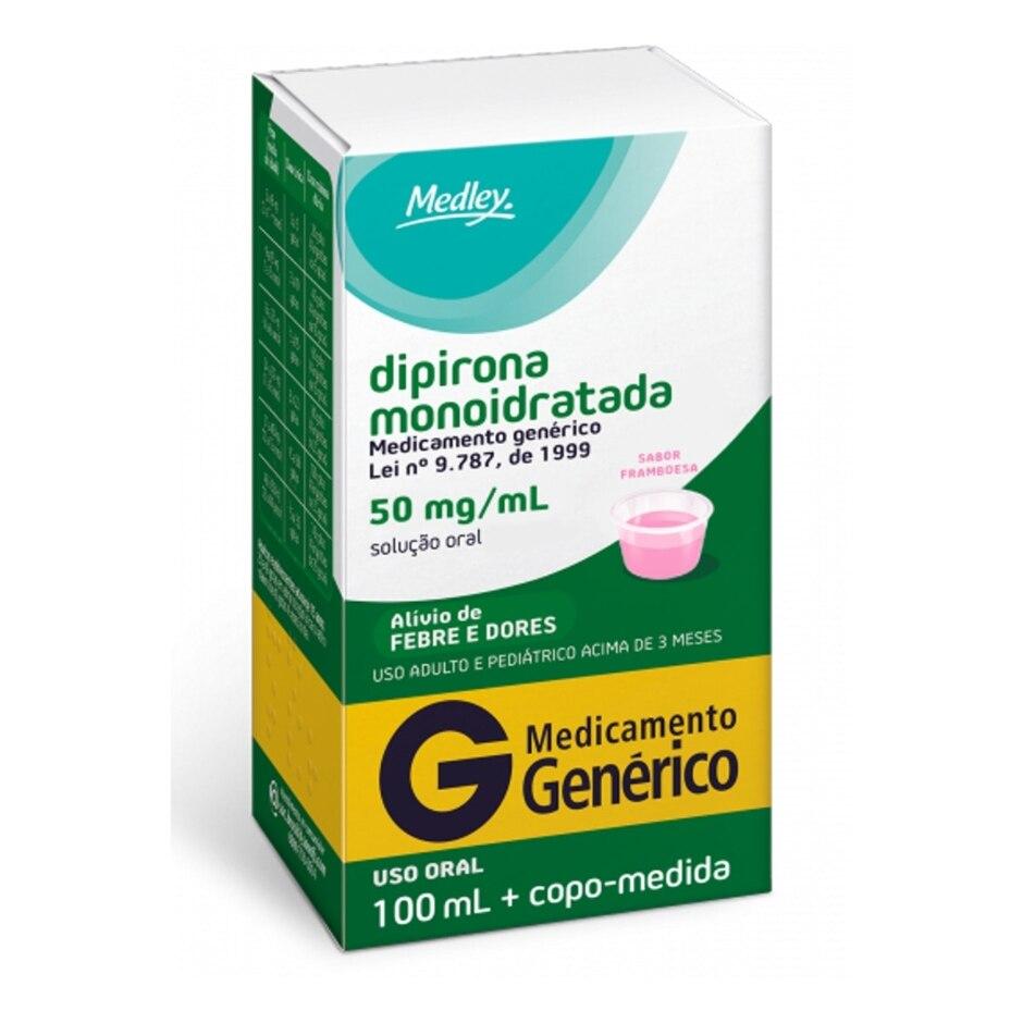 Dipirona Monoidratada 50mg Solução Oral Sabor Framboesa 100ml Medley Genérico
