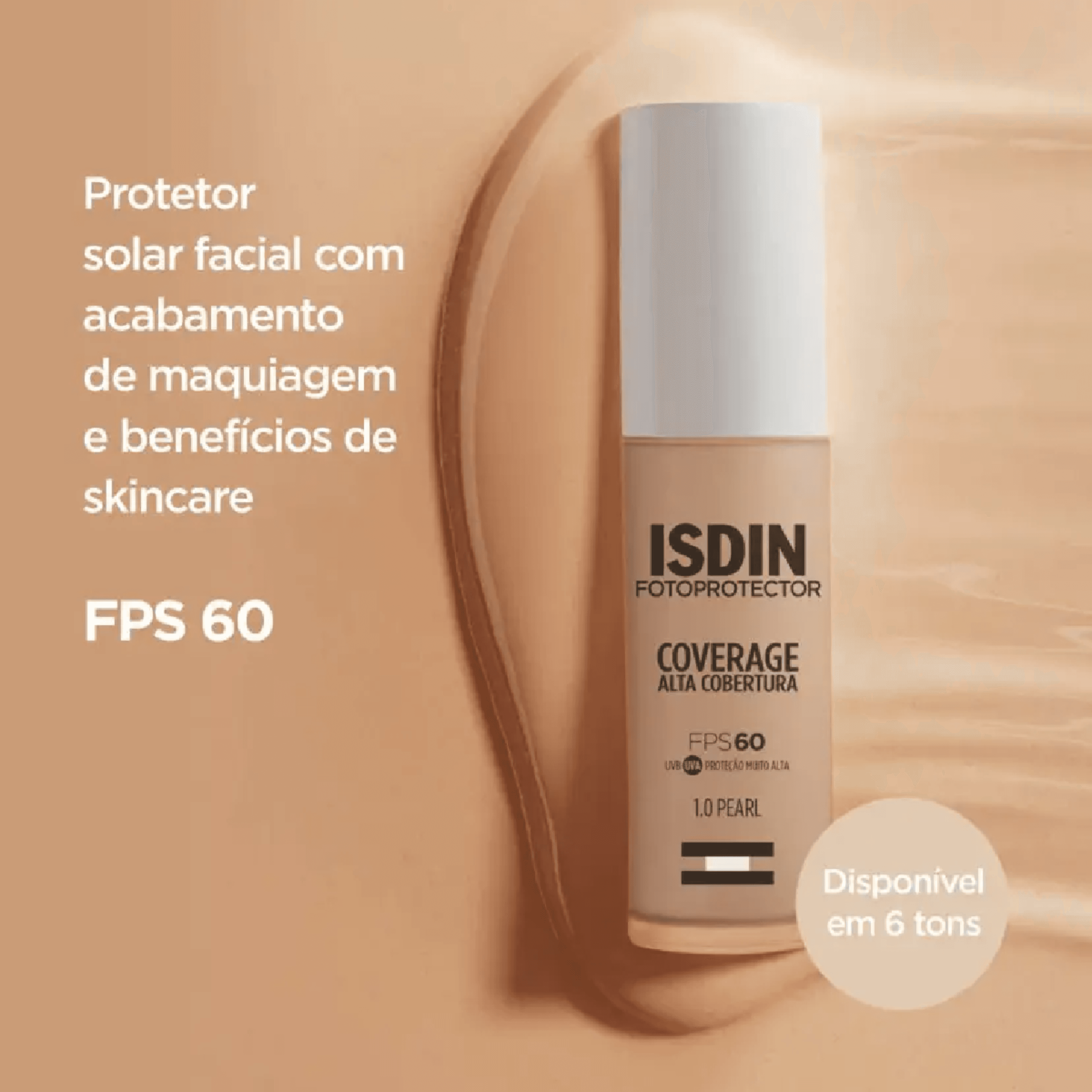 Protetor Solar Facial ISDIN Coverage Alta Cobertura 1.0 Pearl FPS60 30g - Imagem 3