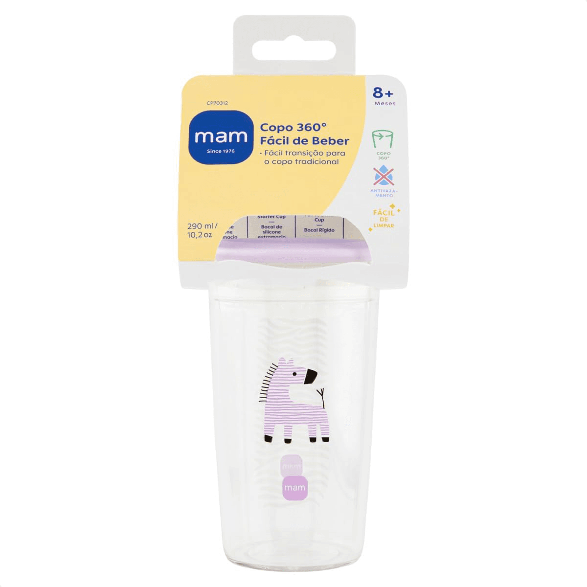 Copo Infantil 360° Fácil de Beber MAM Lilas 290ml - Imagem 1