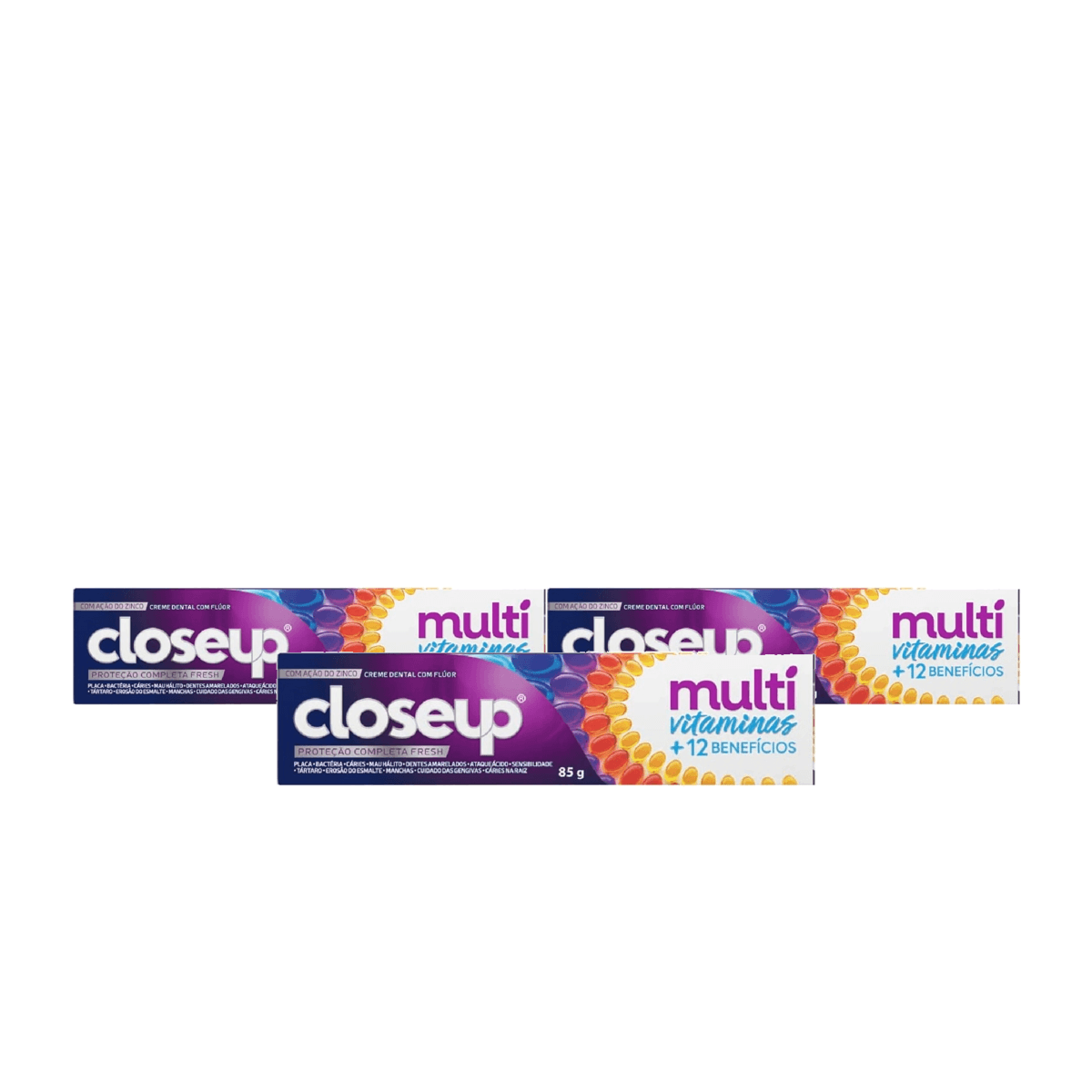Kit 3 Unidades Creme Dental Close Up Multi Vitaminas + 12 Benefícios 85g - Imagem 1