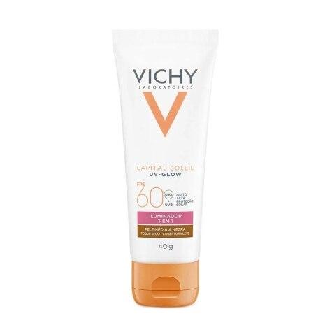 Protetor Solar Facial Vichy Capital Soleil UV-Glow FPS60 Cor Média a Negra 40g - Imagem 1