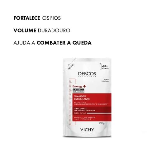 Shampoo Antiqueda Vichy Dercos Energy+ Cabelo Refil 200g - Imagem 3