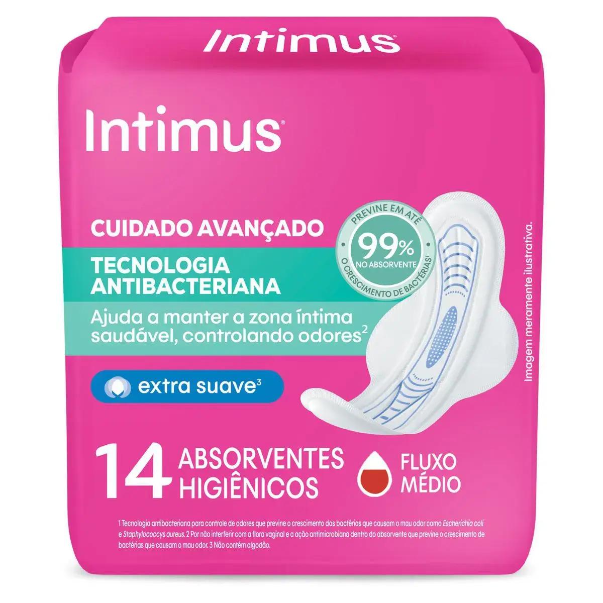 Absorvente Cobertura Extra Suave com Abas Intimus Cuidado Avançado 14 Unidades - Imagem 2
