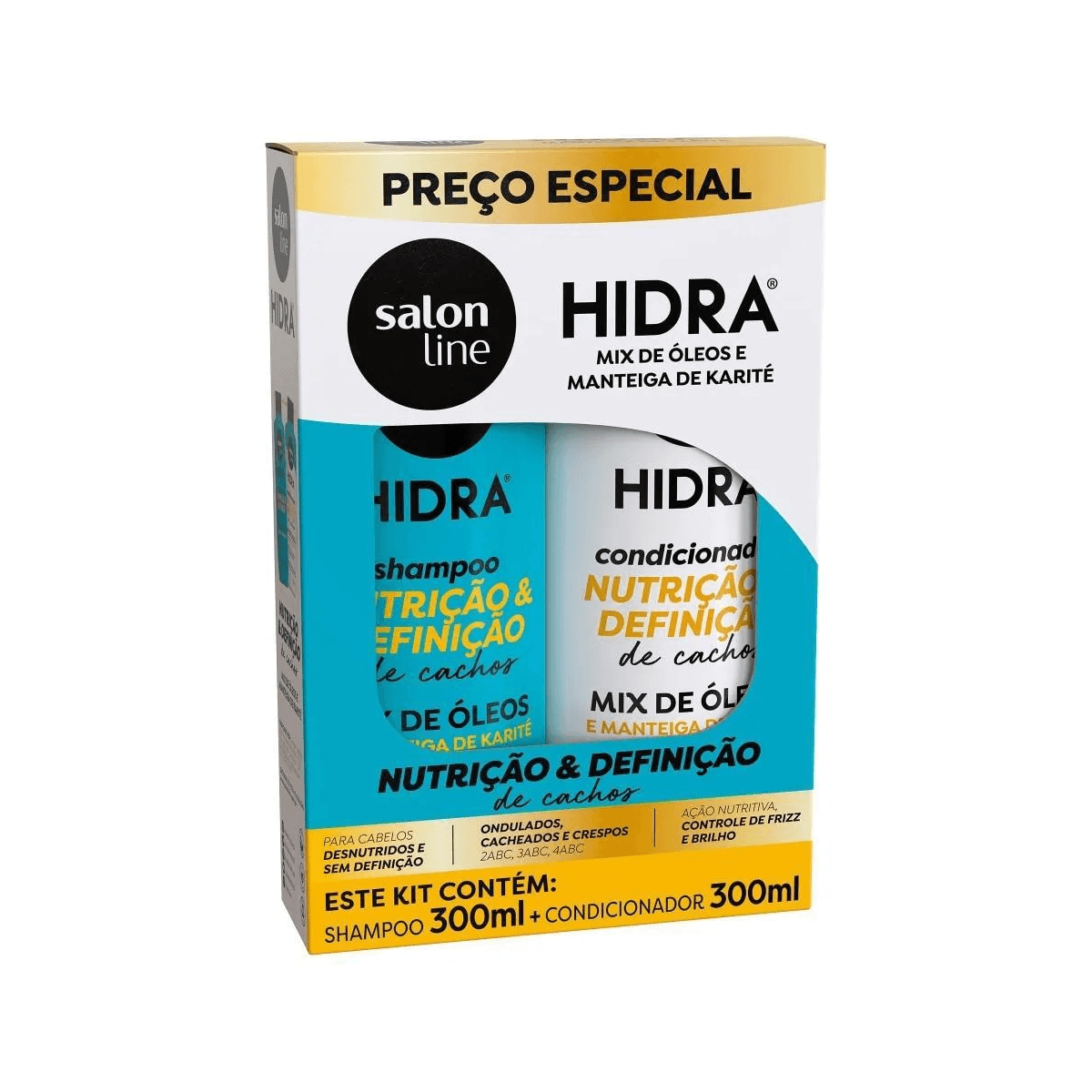 Kit Salon Line Hidra Nutrição e Definição de Cachos Shampoo 300ml + Condicionador 300ml - Imagem 1