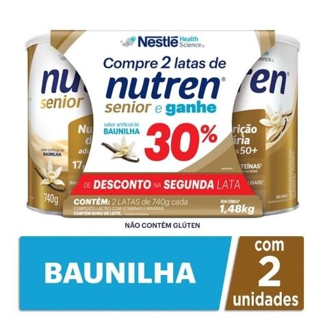 Kit Suplemento Alimentar Nutren Senior Sabor Baunilha 2 Unidades 740g - Imagem 1