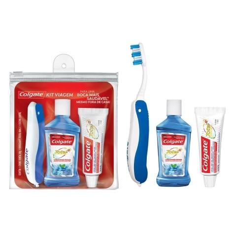 Kit Viagem Colgate Escova Portatil+ Enxaguante 60ml+Creme Dental 30g - Imagem 2