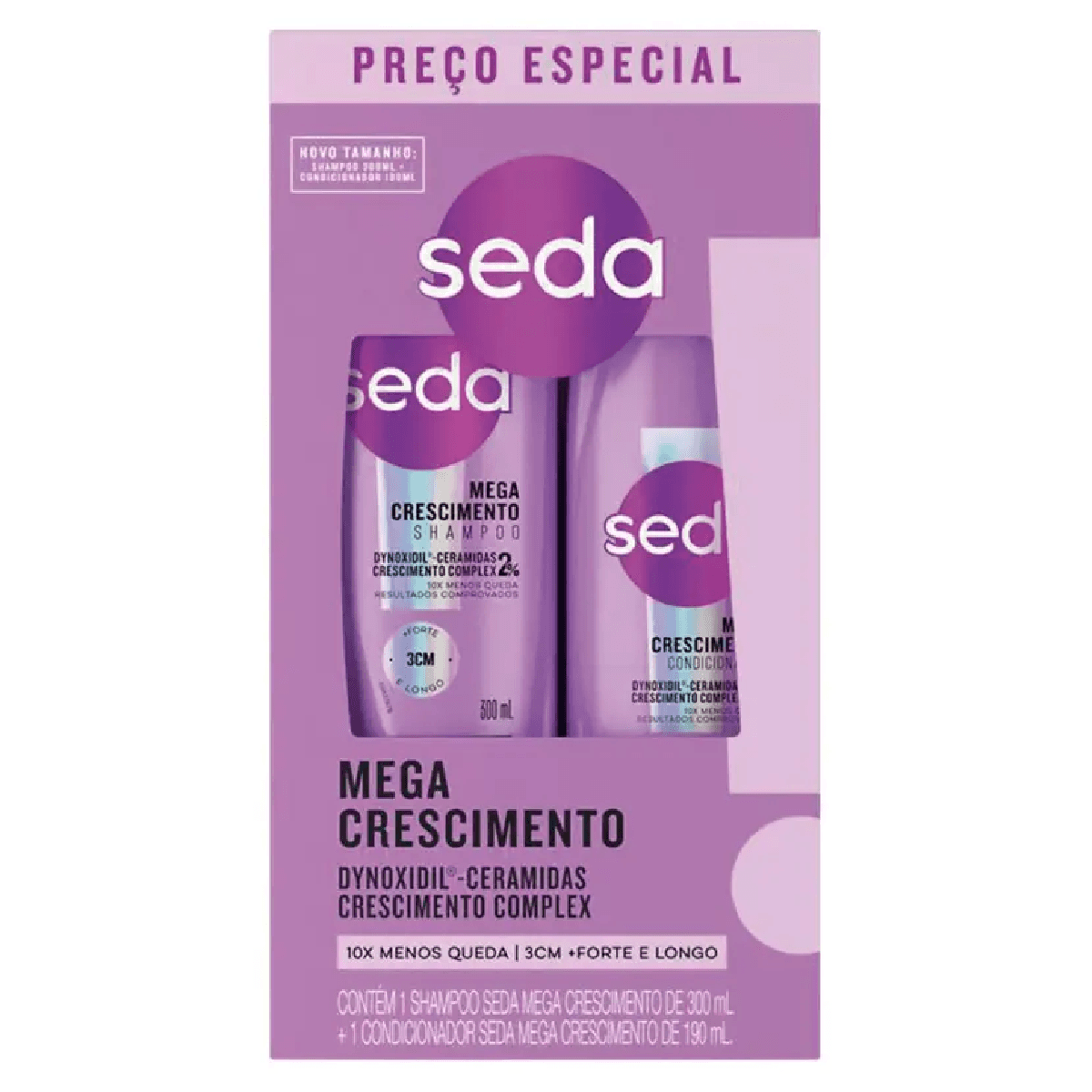 Kit Seda Mega Crescimento Shampoo 300ml + Condicionador 150ml - Imagem 1