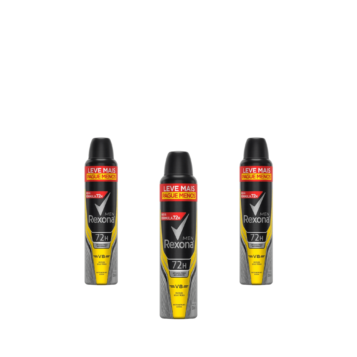 Kit 3 Unidades Desodorante Aerosol Rexona Men V8 250ml Leve mais Pague menos - Imagem 1