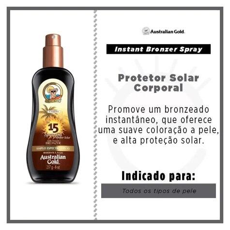 Gel Spray Bronzeador Australian Gold FPS15 Instant Bronzer 237ml - Imagem 3