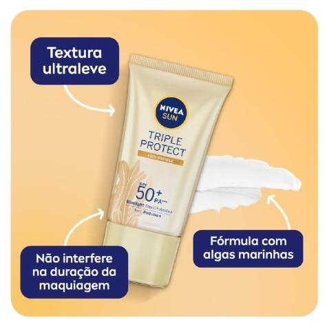 Protetor Solar Facial Nivea Sun Triple Protect FPS50 Loção Antissinais 40ml - Imagem 3