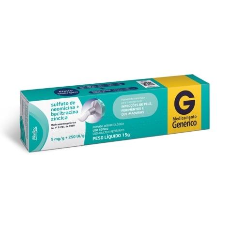 Sulfato de Neomicina + Bacitracina Pomada 5mg + 250UI 15g Medley Genérico - Imagem 1