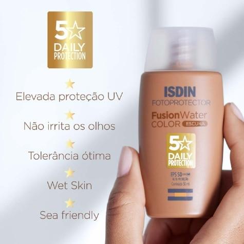 Fotoprotetor Facial Isdin Fusion Water FPS50 Cor Escura 50ml - Imagem 4
