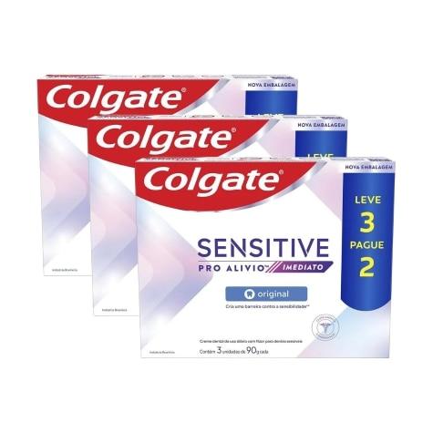 Kit 3 Unidades Creme Dental Colgate Sensitive Pro-Alívio Imediato Original 90g Leve 3 Pague 2 - Imagem 1