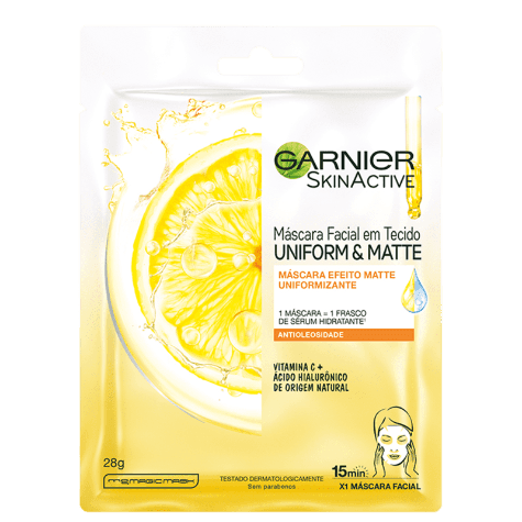 Máscara Facial Garnier SkinActive Uniform & Matte em Tecido Antioleosidade 28g - Imagem 1