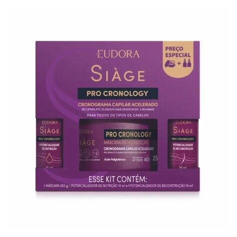 Kit Eudora Siàge Pro Cronology Máscara de Hidratação 250g + Potencializador de Nutrição 10ml + Potencializador de Reconstrução 10ml - Imagem 1