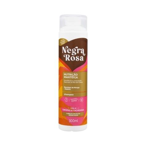 Shampoo Negra Rosa Nutrição Manteiga Cabelo Cacheado, Crespos e Ondulados 300ml - Imagem 1