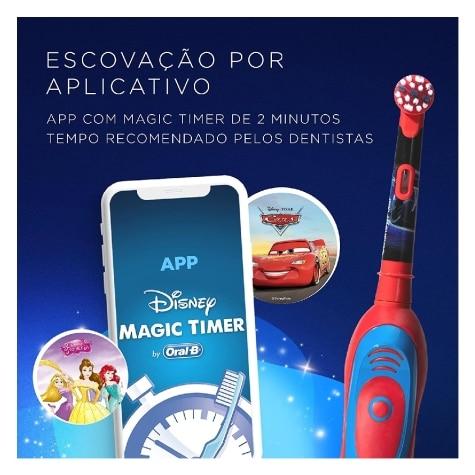 Escova Dental Elétrica Oral-B Infantil Disney Pixar Carros Macia 3+ Anos + 2 Pilhas AA - Imagem 6