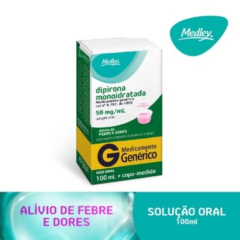 Dipirona Monoidratada 50mg Solução Oral Sabor Framboesa 100ml Medley Genérico - Imagem 2