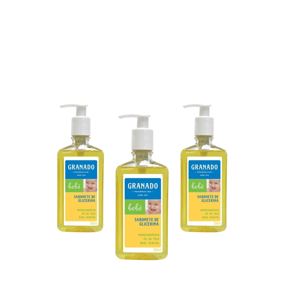 Kit 3 Unidades Sabonete Líquido Granado Bebê Glicerina 250ml - Imagem 1