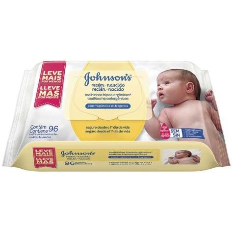 Lenços Umedecidos Johnson's & Johnson's Baby Recém Nascido Sem Álcool 96 Unidades - Imagem 1