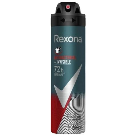 Desodorante Aerossol Rexona Men Antibacterial + Invisible 72h 150ml - Imagem 1