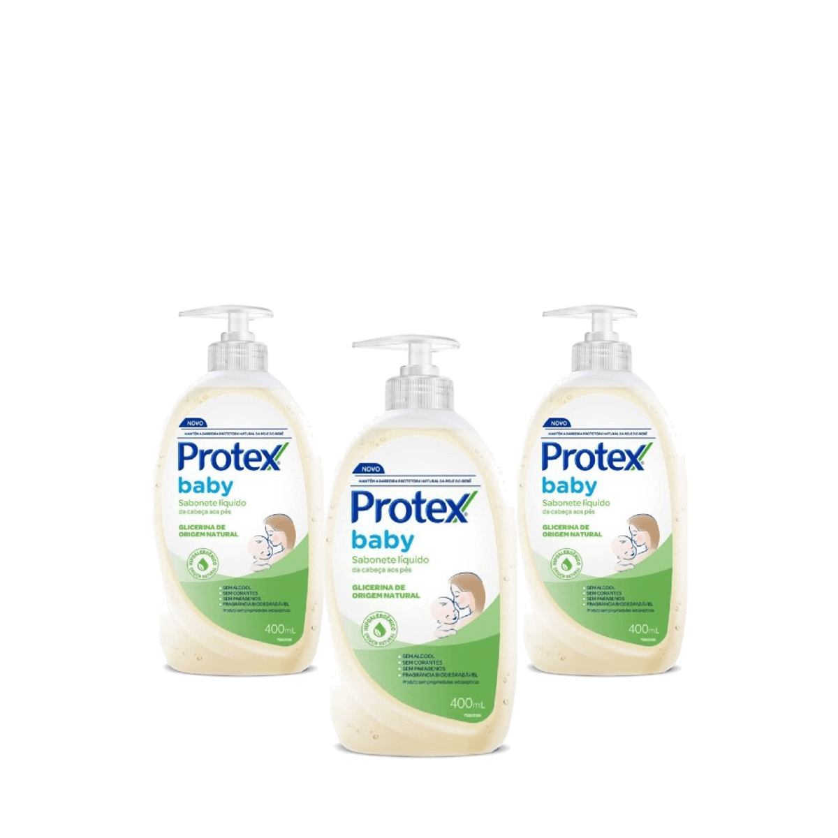 Kit 3 Unidades Sabonete Líquido Protex Baby Glicerina Natural 400ml - Imagem 1