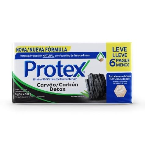 Kit Sabonete Antibacteriano Barra Protex Carvão Detox Leve 6 Pague menos 85g - Imagem 1
